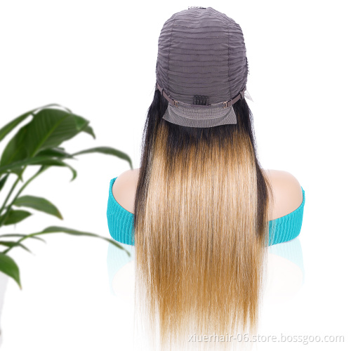 Wholesale 13*4 Lace Front Human Hair Wigs Straight Wave Ombre T1b/27 Color Brazilian Remy Hair for Black Women